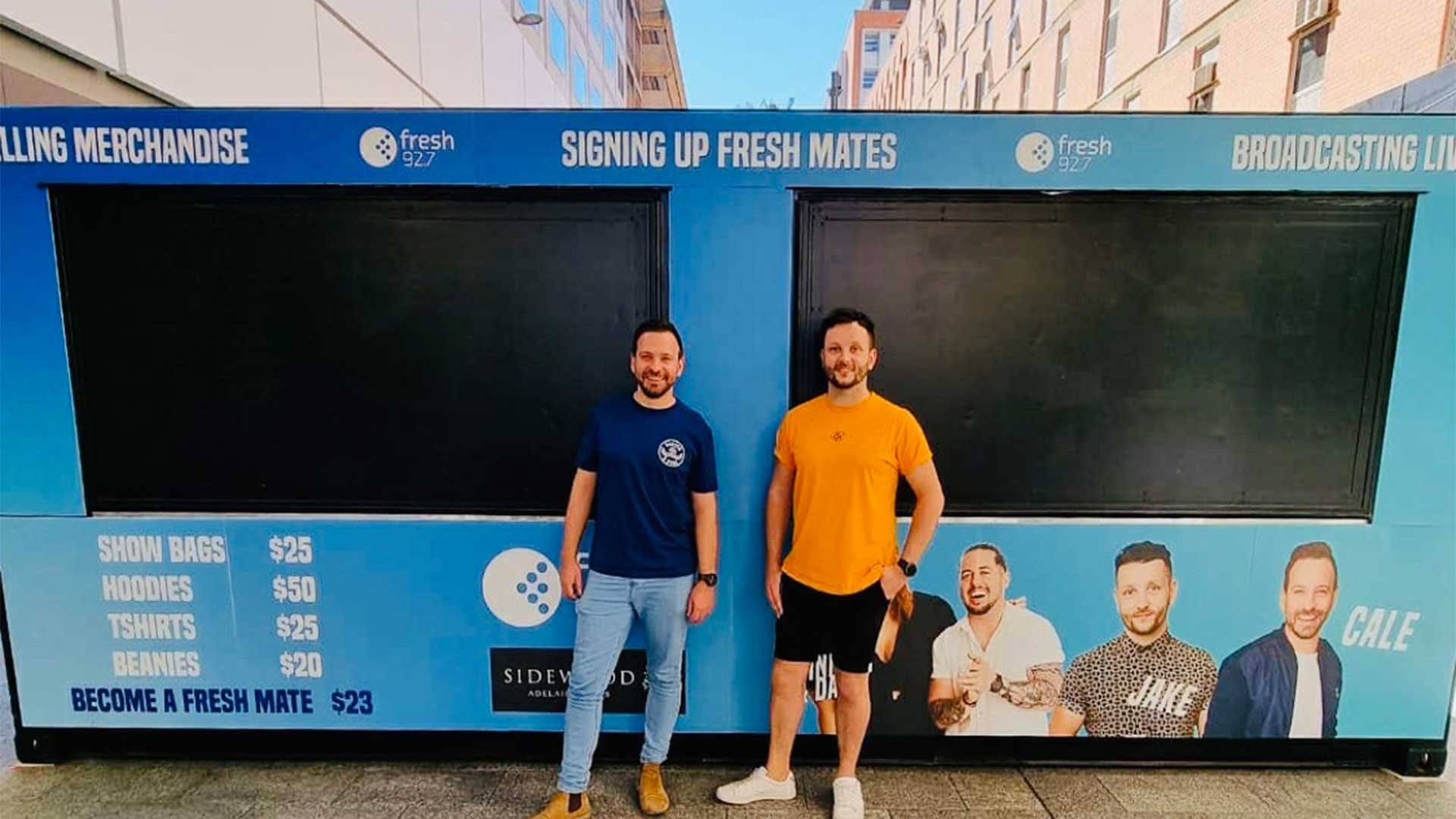 Fresh 92.7 rental container on Rundle Mall