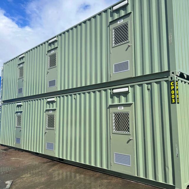 Refitted shipping container for portable mining camp - construction by GAAS